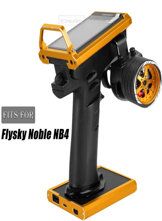 RCarmubWow Metal Transmitter Protector Frame &Remote Control Base &Transmitter Hand Wheel Upgrades Parts for Flysky Noble NB4,Bracket Holder Shell Support,Base Protector,Hand RC Wheel,Gold - Image 2